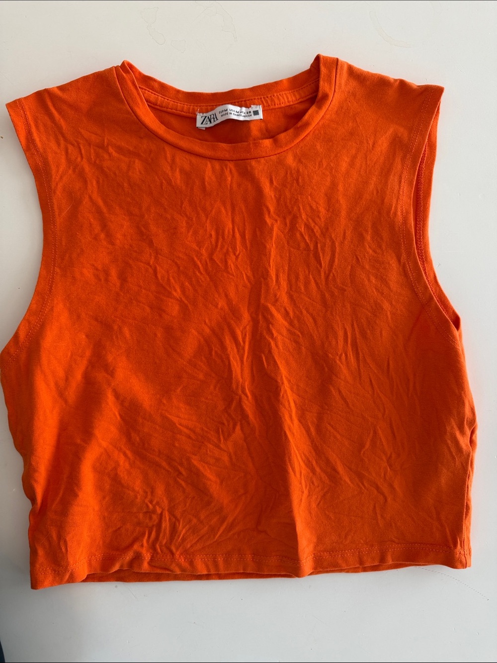 Zara Orange Cropped Sleeveless Tee